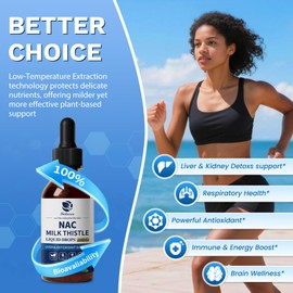 Lukaree NAC Supplement 600mg w/Milk Thistle -Liposomal NAC N-Acetyl-L-Cysteine Liquid Drops w/Selenium for Liver Detox Support, Antioxidants, Brain Wellness & Immune Support* -Ultra-Concentrated -2oz