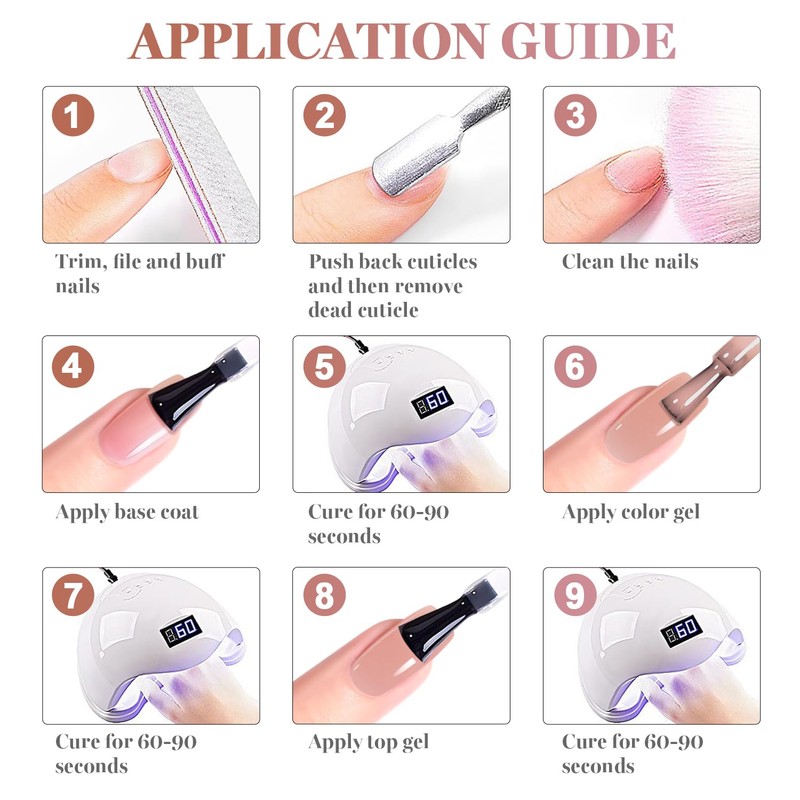 Nude Pink Gel Nail Polish Set 6 Pcs Transparent Neutral