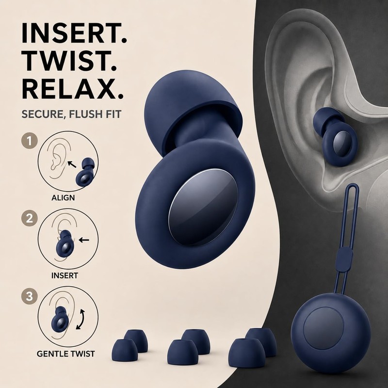 Mulbijeo Ear Plugs for Sleeping, 1 Pair, Effective Noise Reduction,