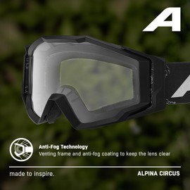 ALPINA CIRCUS Mountain Bike Goggles Unisex, blackbird matt, one size, Anti-Fog, UV Protection, Lightweight