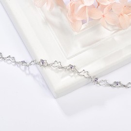 PRAYMOS Butterfly Bracelet 925 Sterling Silver Bracelets for Women Adjustable Bracelet Birthstone Butterfly Jewellery Gifts, Sterling Silver