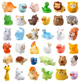 JOISHOP 40pcs Mini Resin Animals, 40 Styles Tiny Resin Animals Miniature Little Small Animal Figures Bulk for Micro Fairy Garden Landscape Accessories Dollhouse Hide Crafts Aquarium Decor