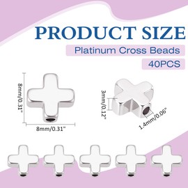CRAFTYMELODY 40Pcs Crucifix Cross Spacer Beads, Platinum Metal Holy Charm Crucifix Loose Bead Prayer Pendant Accessories for Bracelet Necklace Jewelry Making