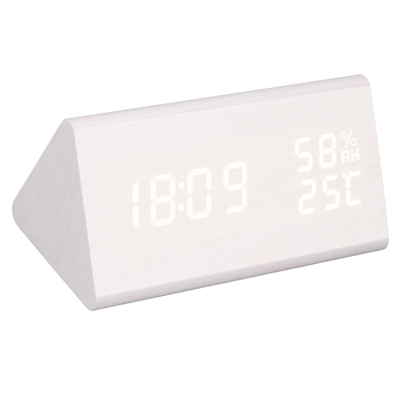 LED Digital Alarm Clock Multipurpose Wooden Clock with Voice Control