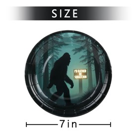 Pandecor Squatchin party decorations 7 inches Paper Plates,Bigfoot Birthday Party Decor for I'D Rather be Squatchin Themed Party