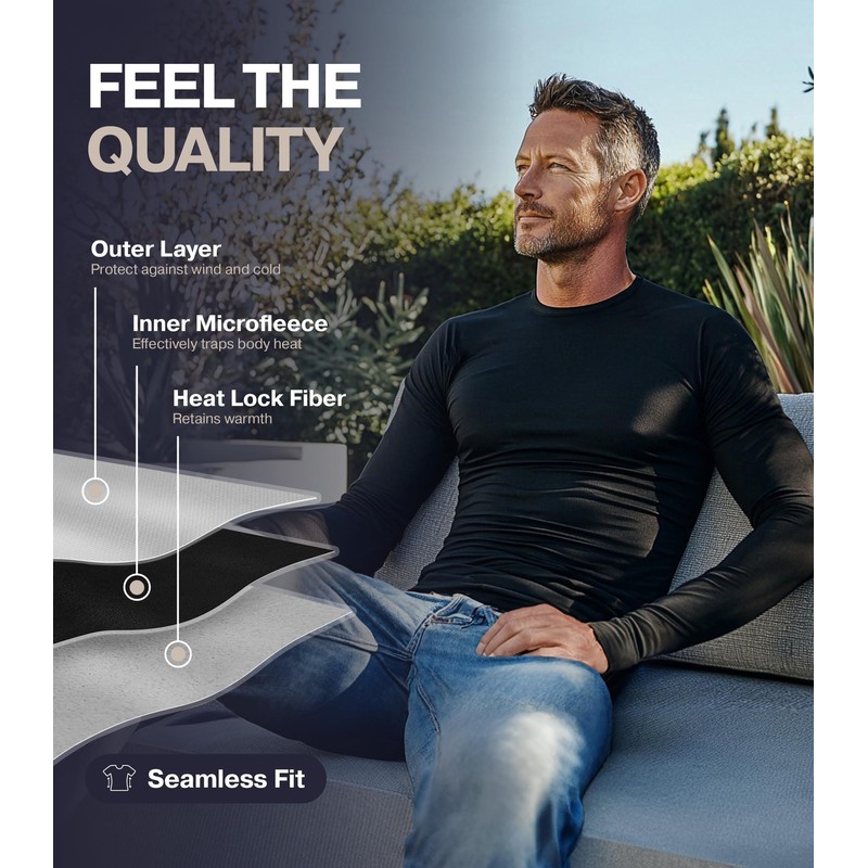 Thermajohn Long Johns Thermal Underwear for Men Fleece Lined Base