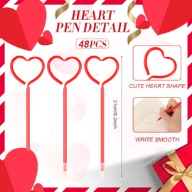 Teling 96 Pcs Valentine's Day Pens & Bracelets Set - Heart Shaped Pens & Silicone Bracelets - Valentine Gifts for Office Exchange & Party Favors