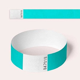 Tyvek Wristbands, 100 Pack by AA Wristbands for Parties, Security, Festivals, Events (3/4" Aqua)