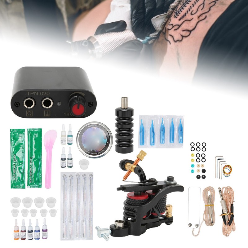 10 Wraps Tattoo Coil Machine Set Mini Tattoo Power Supply