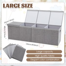 Patelai Extra Large Toy Box Chest with Lids 4/3 Grids Large Chest Christmas Collapsible Kids Toy Storage Baskets Gifts for Boys Girls Living Room Nursery Playroom(49.2 x 13 x 15.7'',Gray)