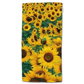 HGOD DESIGNS Sunflower Hand Towels Beautiful Sunflower Yellow and Green Soft Hand Towel for Bathroom Kitchen Yoga Gym Decorative Towels 15"X30"