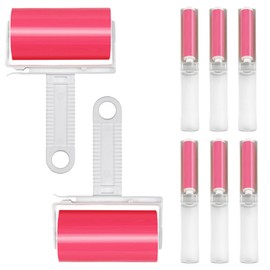 8 PCS Adhesive Lint Rollers, Pet Hair Remover Washable Lint Rollers Reusable Lint Rollers 2 Large and 6 Small, for Traveling Pet Clothes Car (Red)