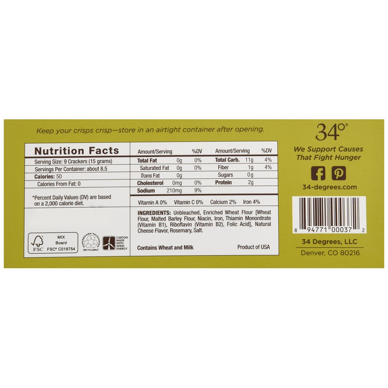 34 Degrees Crisps | Rosemary Crisps | Thin, Light &