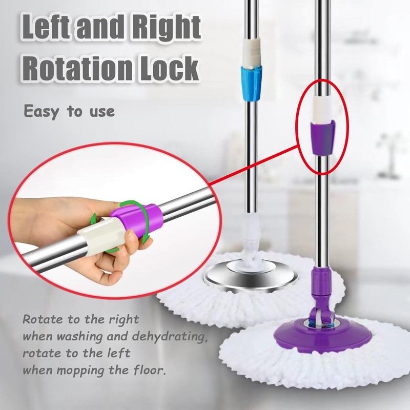 Midremer Extended Spin Mop Replacement Mop Handle, Upgraded 60-inch 360