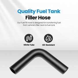 TKKEUEP Gasoline Fuel Filler Neck Hose with 4 Hose Clamps,1 1/2 inches Inside Diameter Fuel Hose, Reinforced Gas tank filler hose (90 degree, 1 1/2" ID)