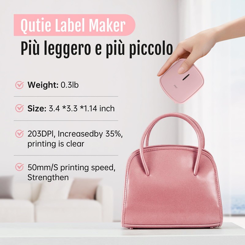 PRT Mini Portable Labeling Machine, Bluetooth Thermal Label Printer for