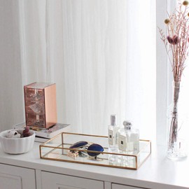 Moosy Life Vintage Copper Chrome Decoration Display & Organization Glass Tray