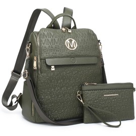 MKP COLLECTION Women Fashion Backpack Purse Multi Pockets Anti-Theft Rucksack Travel Shoulder Bag Handbag Set 2pcs