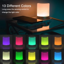 LED Nachttischlampe, Amouhom Dimmbar Atmosphäre Tischlampe für Schlafzimmer Wohnzimmer, 16 Farben Tragbare Nachtlicht mit 2800-3100K Warmes Weißes Licht und Farbwechsel Geschenke für Kinder/Erwachsene