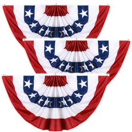 2X4ft American Flag Bunting for Outside Fourth of July Decorations Patriotic Bunting 4th of July Bunting Pleated Fan Flag Bunting Red White Blue Bunting for Outdoor July 4th Independence Memorial Day