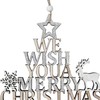 Christmas Wooden Merry Christmas Hanging Sign with Reindeer and Snowflake