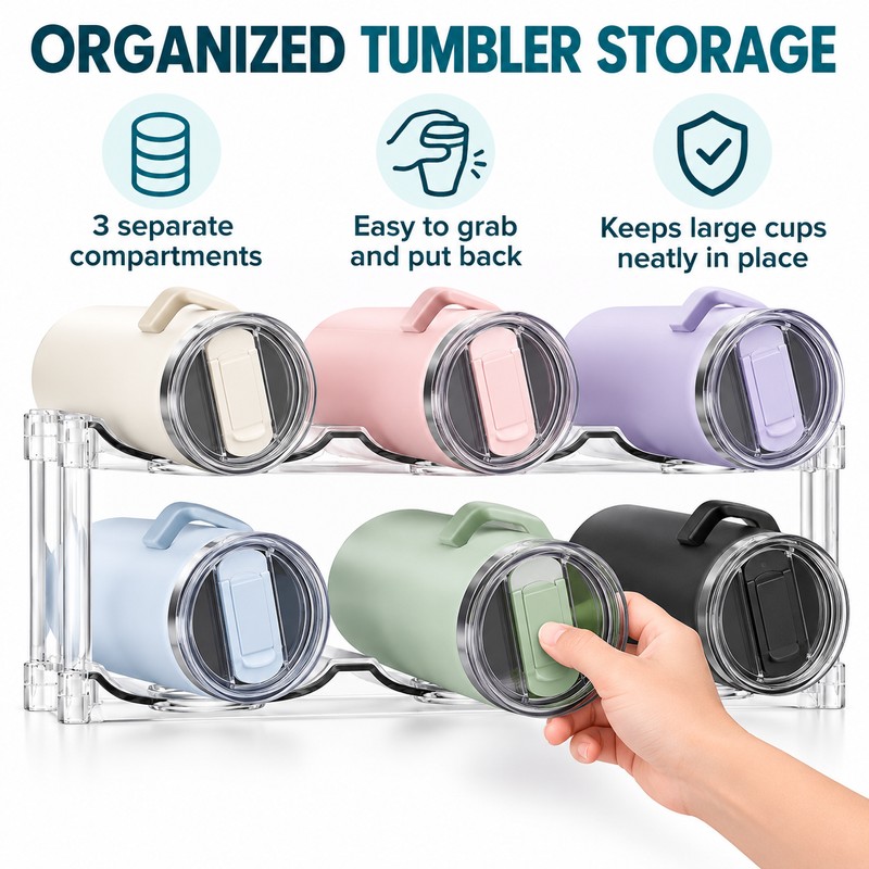 Stackable Water Bottle Organizer Rack, 2 Tier Clear Plastic Holder