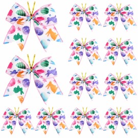 12 Pcs Easter Bows Gift Wrap Baskets Bows Decorations for Wreath Front Door Gift Wrapping Tree Topper Crafts Decor