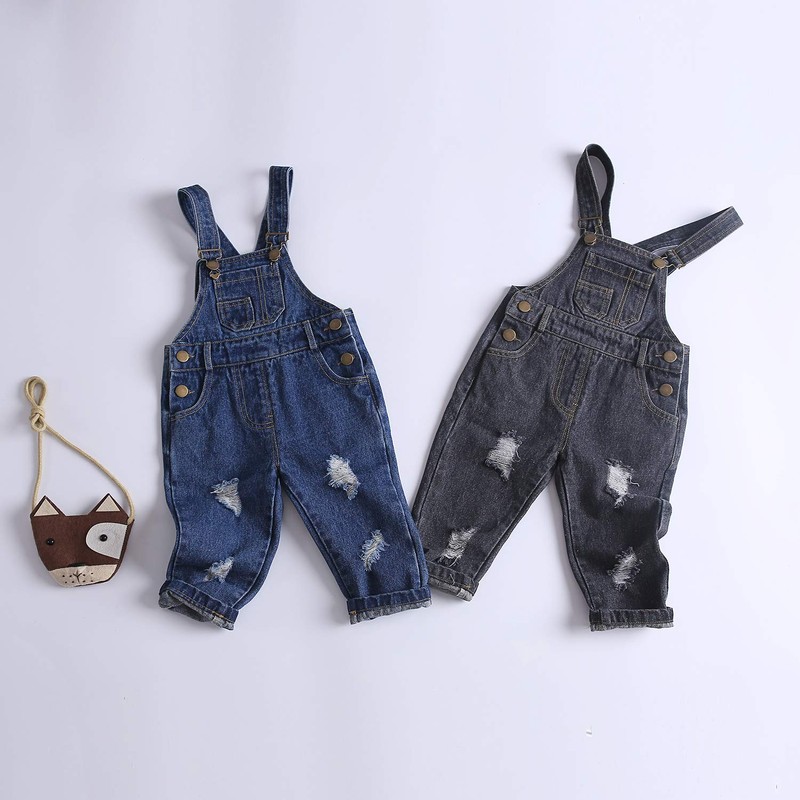 KIDSCOOL SPACE Pure Cotton Blue/Black Baby & Toddlers Ripped Jeans