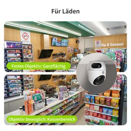 Beans View 3K WLAN Kamera mit Dual-Objektiv, Überwachungskamera innen mit Erkennung von Person, Haustier und winkender Hand, Alexa Kamera unterstützt Patrouillenmodus, 2-Wege-Audio (D220 5MP)