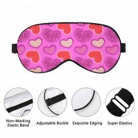 Vnwoalu Valentine's Day Sleep Eye Mask Heart Cookies Men Women Sleep Mask with Adjustable Strap Eye Cover Eye Shade for Travel, Nap,Meditation