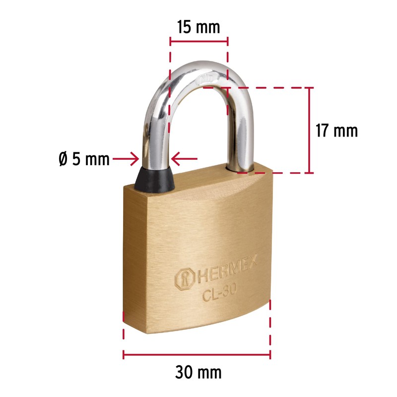Hermex CL-30 Padlock-30mm Padlock, Brown (Brass)