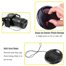 40.5mm Snap-On Lens Cap for Sony 16-50mm f/3.5-5.6 lens for Sony Alpha a6600 a6500 a6400 a5000[2 Packs], Fire-Rock Lens Cap for Nikkor 10mm f/2.8 Lens
