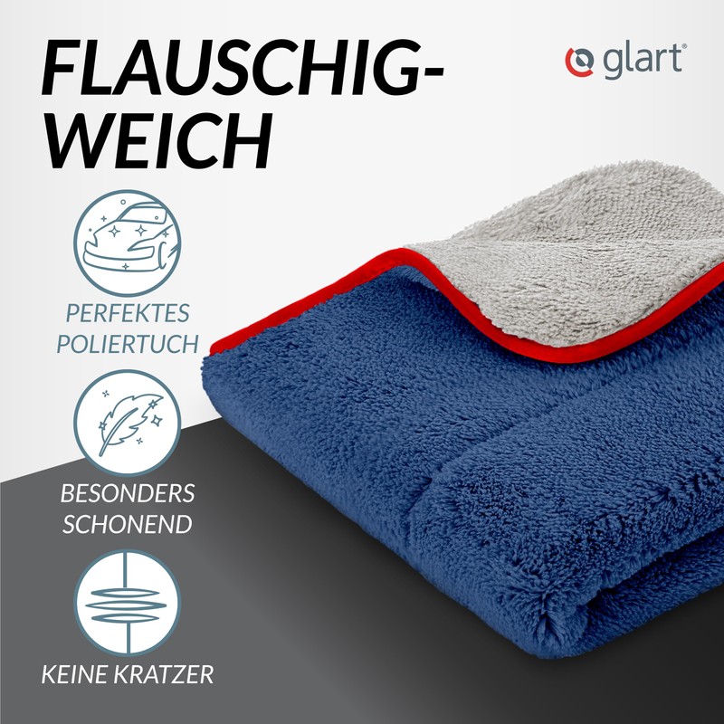 Glart Set of 2 Microfibre cloths, for polishing, windshields, cockpit,
