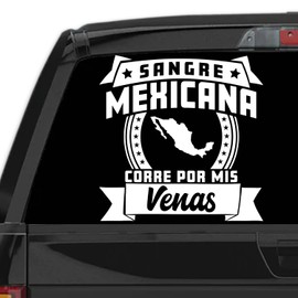 Stickers para Carros Sangre Mexicana Corre por mis Venas Calcomanias para Autos Mexico Decal for Cars and Trucks Latin Heritage (18" x 18")