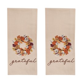 Park Designs Pumpkin Wreath Embroidered Dishtowel Set of 2