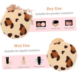 Minkissy 3pcs Facial Makeup Puff Soft Leopard Print Powder Puff for Home Beauty Salon Save Powder Random Color
