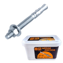 Party Animals 1/2 x 4-1/2 Inch Wedge Anchor, 50 PCs Zinc-Plated Industrial Anchor Bolts for Cement, Concrete