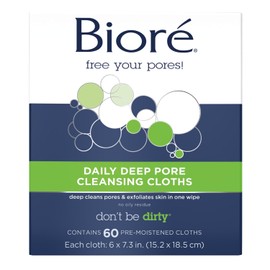 Biore Daily Deep Pore Cleansing Cloth, 60 Count