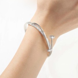 Silver Bracelets for Women Silver Plated Crossover Bangle Bracelet Trendy Cube Zircon Cuff Bangle Bracelet Jewelry Dainty Bracelets Jewelry Gifts for Her Mother's Day Gift