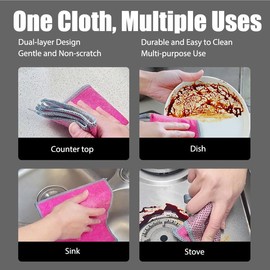 Multifunctional Non-scratch Wire Dishcloth, 10PCS Double Layer Multipurpose Wire Dishwashing Rags for Wet and Dry, Dish Cloths for Washing Dishes, Stovetops, Kitchen Countertops with Ease