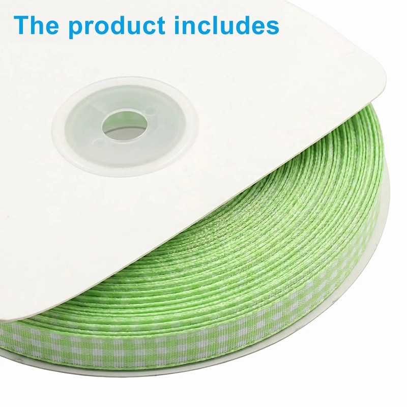 50Yd x 0.47" Green White Gingham Ribbon