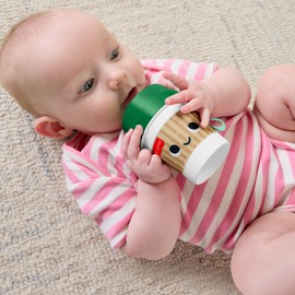 Fisher Price JMF08 Matching Coffee Cup Teether Baby Toddler Toy Rattle Rattle Educational Activity Toy for 3 Months and Up, Green