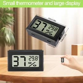 Farerkass Pack of 8 Hygrometers, Digital Mini Humidity Meter with LCD, Room Temperature for Indoor Use and Hydrometer for Baby Room, Bedroom and Wine Cellar, Black