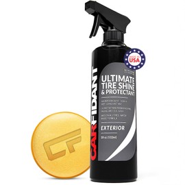 Carfidant Tire Shine Spray Kit - Black Satin Finish - Premium Tire Dressing - Long Lasting, No Sling No Grease Formula - Protects Against Fading, Cracking - 18 fl. Oz with Applicator