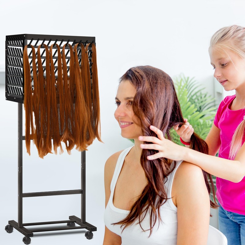 GENMOUS Black Braiding Hair Rack - 150 Pegs, Tri-Sided Braid
