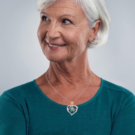 Midir&Etain 70th Birthday Gifts for Women-70 Years Old Birthday Gifts for Woman Mom 925 Sterling Silver 70th Pendant Necklace for Grandmother Wife