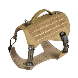 Shanleaf-Cat Tactical Dog Adjustable Training Harness Dog Saddle Bag Backpack Vest with Handle Military No Pull Dog Harness for Small Medium Large Dogs (XL, Khaki)