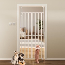 MOPHOTO Extra Tall Cat Gate 71 Inch, Cat Gate for Doorways No Climb, 29.5"-32.3" Wide Tall Pet Gate for Cats/Dogs, Pressure Mounted No Drilling Pet Gate Door Gate for Hallway/Stairs/Kitchen/Bedroom - Size: Wide Range:33.46" to 35.83"