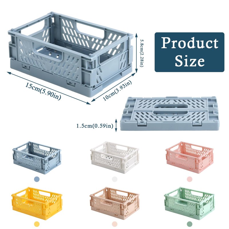 Lucywey Pack of 6 Folding Boxes, Plastic Folding Baskets, 15