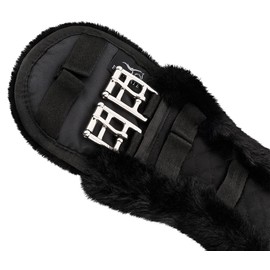 Equinate Luke Saddle Girth with Synthetic Lambskin - Anatomical Short Girth Belly Belt Dressage Girth 50 60 70 80 cm Natural Brown Black (60 cm Black)